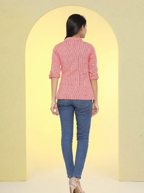 Casual Regular Sleeve Striped Top