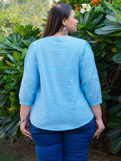 Plus Size Cotton Embroidered Top