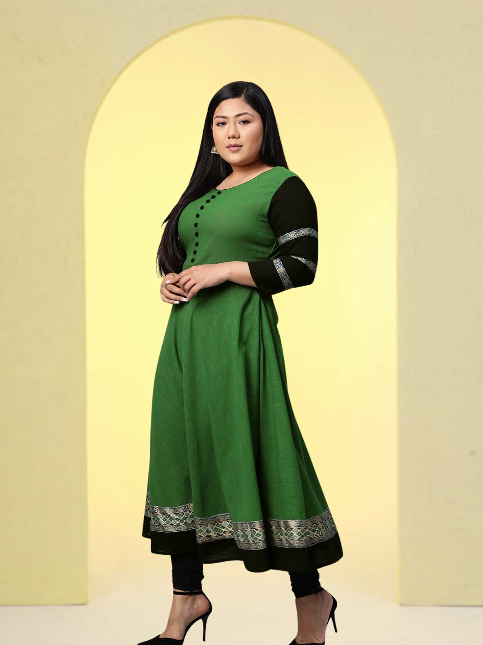 women cotton slub anarkali kurta