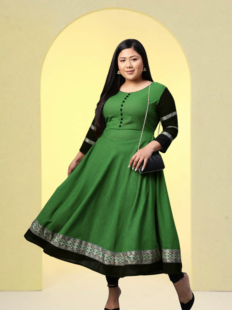 women cotton slub anarkali kurta
