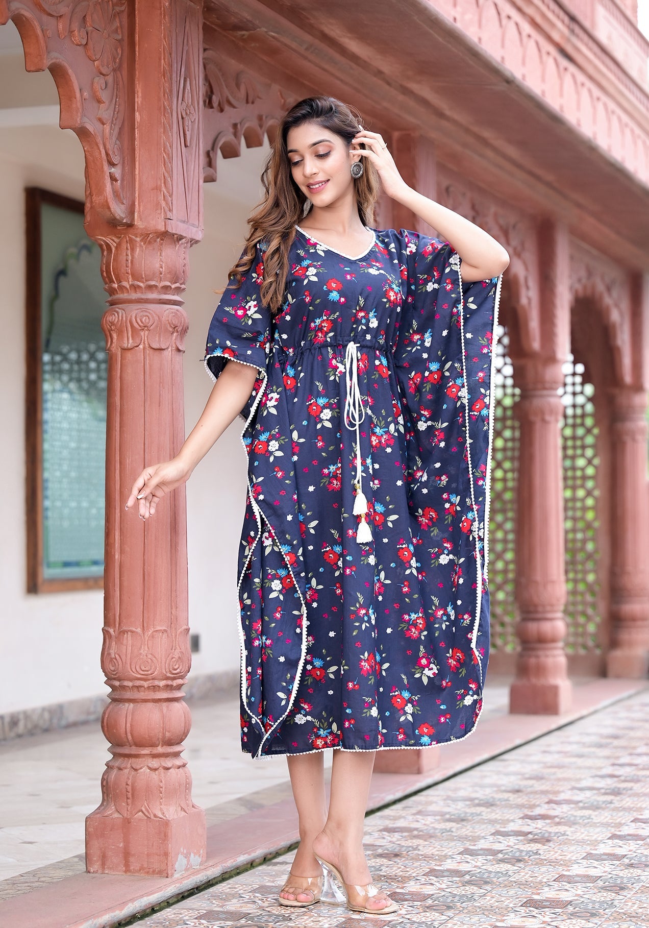 women cotton floral printed kaftan