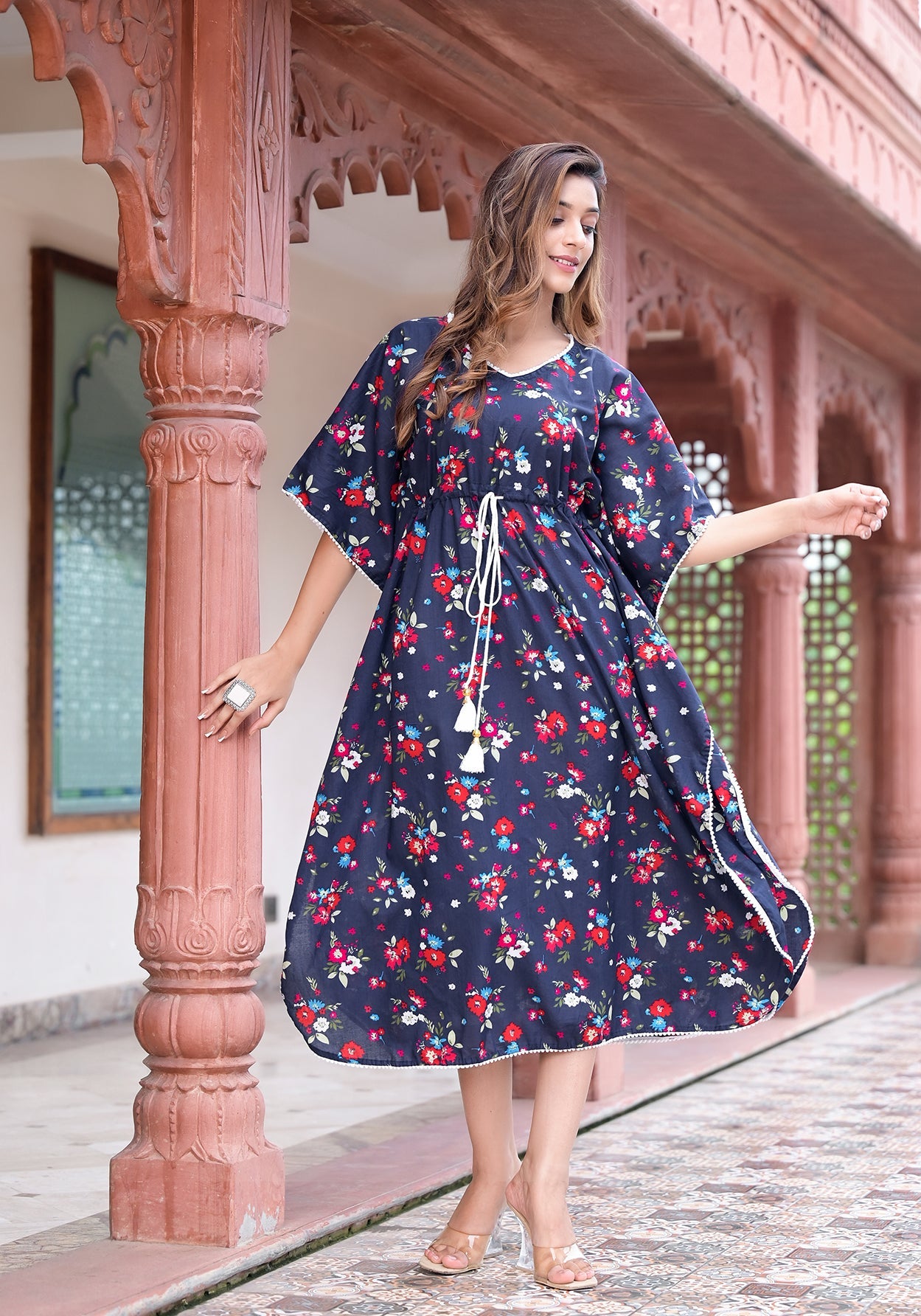women cotton floral printed kaftan