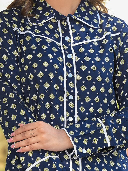 women geomatrical printed night suit blue 1