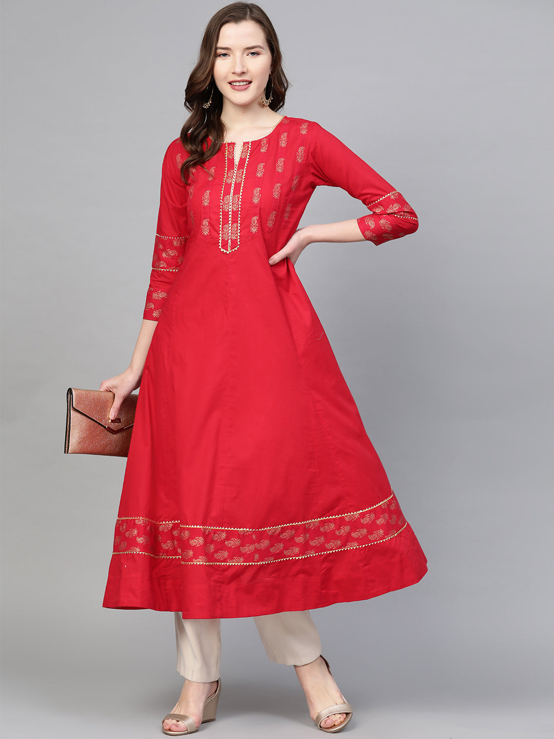 Cotton Floral Printed Anarkali Kurta