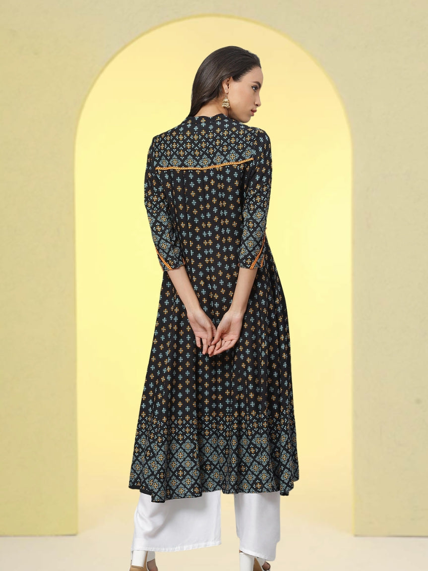 women plus size rayon floral printed anarkali kurta