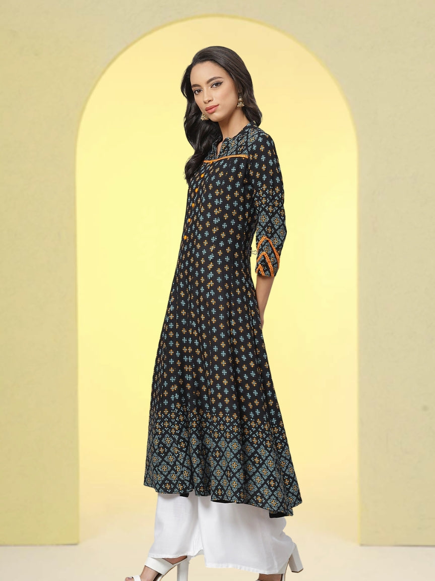 women plus size rayon floral printed anarkali kurta