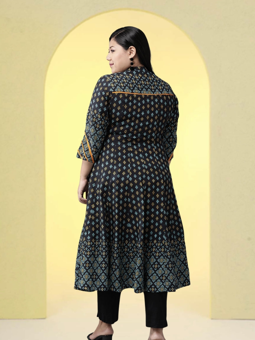 women plus size rayon floral printed anarkali kurta