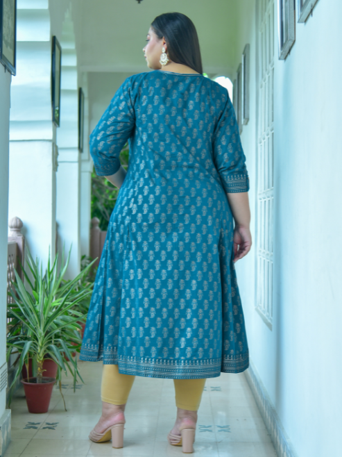 Cotton Gold Print Anarkali Kurta