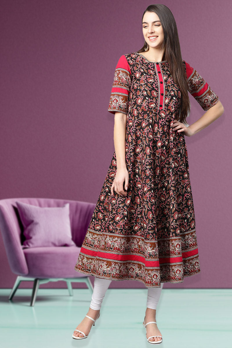 Cotton Floral Printed Anarkali Kurta