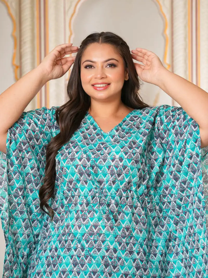 Geomatrical Printed Kaftan Night Suit