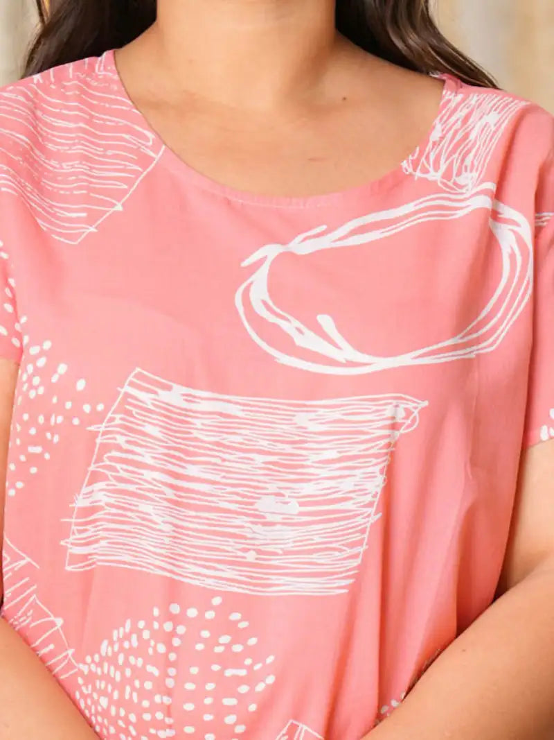 Geomatrical Printed Night Suit (PINK)