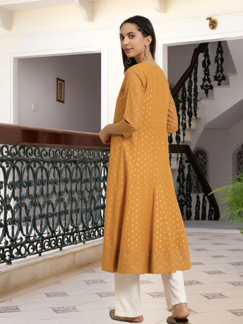 Cotton Floral Print Anarkali Kurta