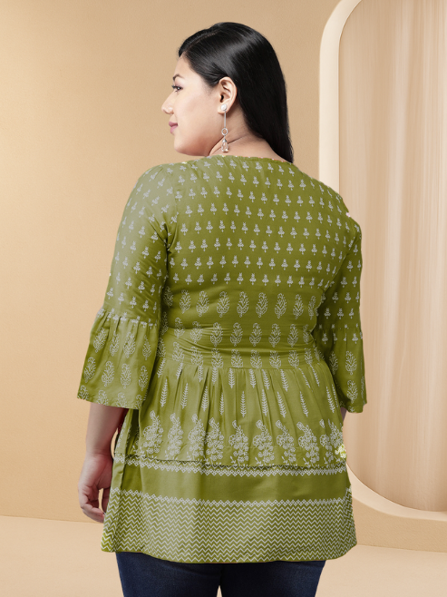 Rayon Floral Printed Short Kurti