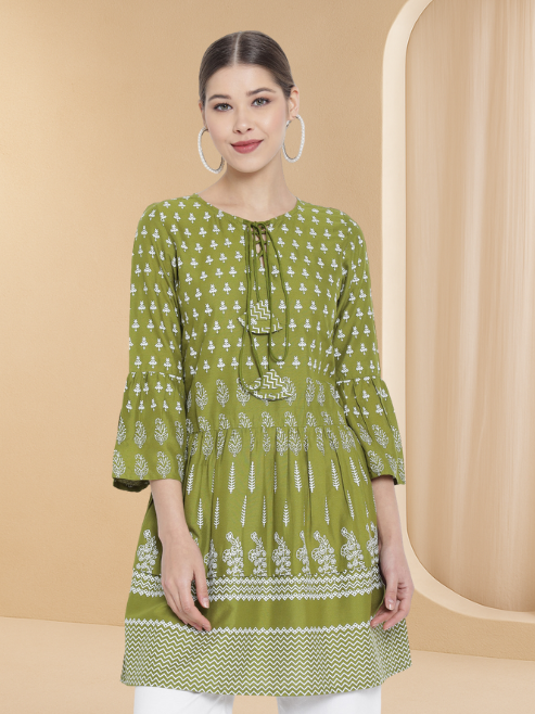 Rayon Floral Printed Short Kurti