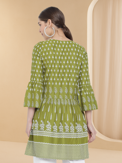 Rayon Floral Printed Short Kurti