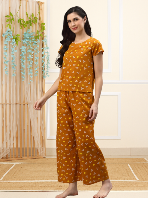 Fashion Plus Store Women's Cotton Straight Bandhani Printed Night Suit for Women