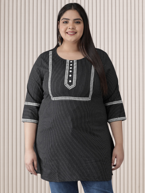 Plus Size Cotton Kantha Short Kurti
