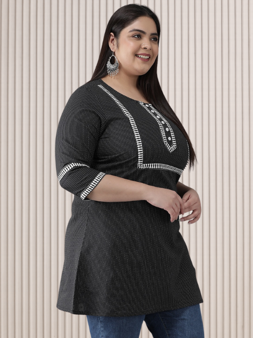 Plus Size Cotton Kantha Short Kurti