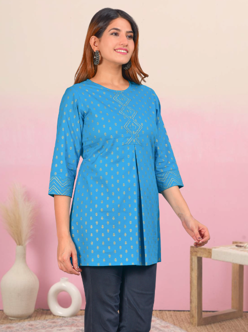 Fashion Plus Store Women's Cotton Floral Printed Short Kurti