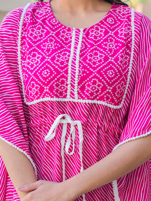 Fashion Plus Store Women's Rayon Bandhani Printed Kaftan