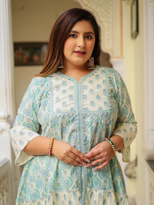 Fashion Plus Store Women's Floral Printed Kurta with Sharara and Dupatta