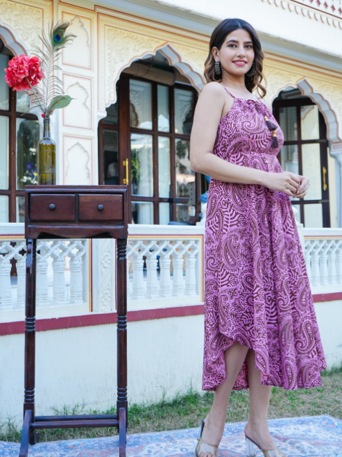 Fashion Plus Store Women's Pink Floral Printed Dress