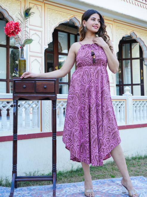 Fashion Plus Store Women's Pink Floral Printed Dress
