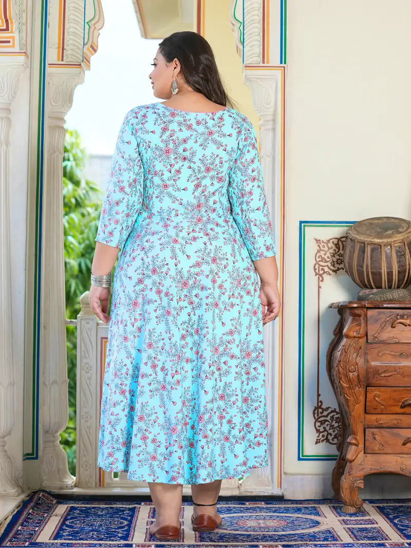 Floral Printed Stretchable Maternity Wear Anarkali Dress