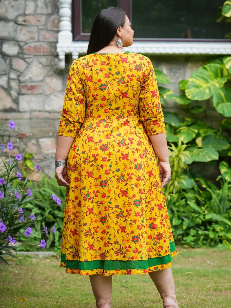 Stretchable Maternity Wear Floral Printed Anarkali Dress