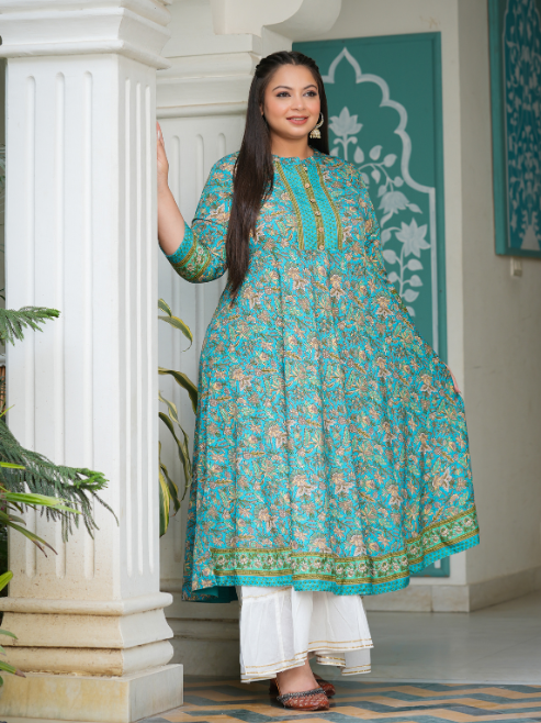Floral Printed Anarkali Kurti