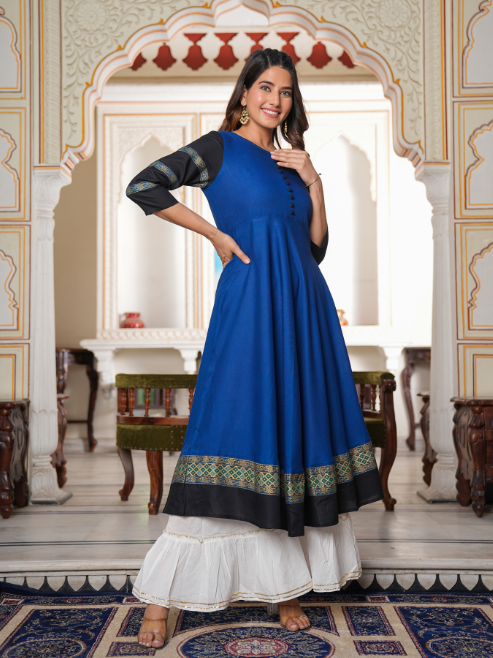 Blue Anarkali Kurti (Blue)