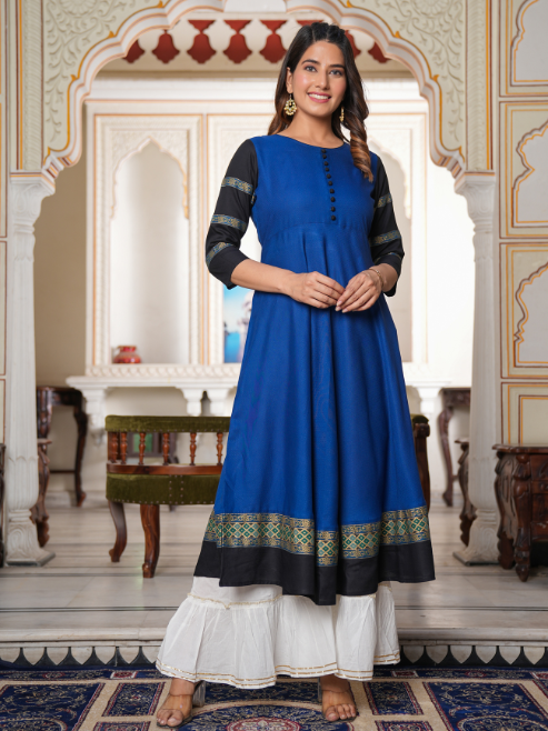 Blue Anarkali Kurti (Blue)
