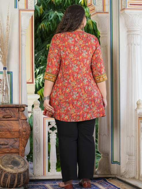 Fashion Plus Store Women's Floral Placement Printed Short Kurti