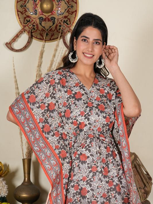 Multi Floral Printed Kaftan Co-ord Set