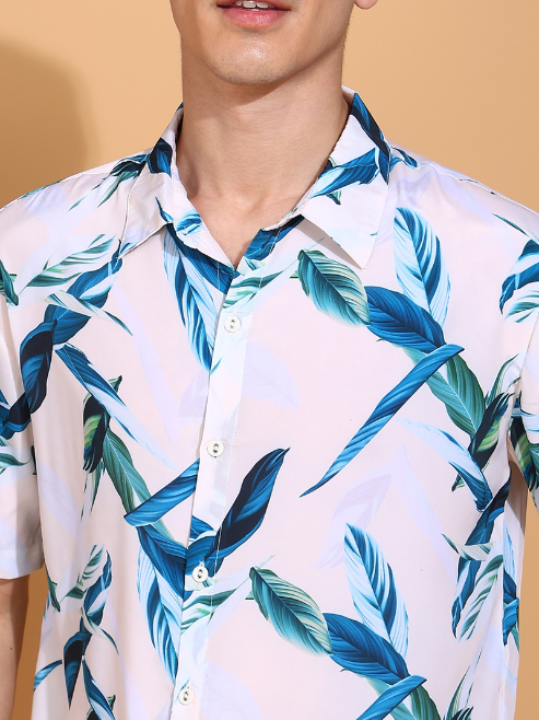 Fashion Plus Store Men's Polyester Tropical Printed Regular Shirt