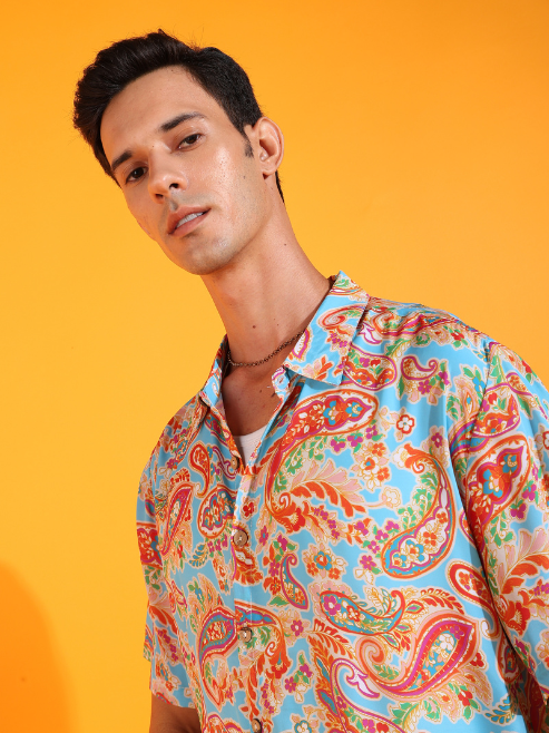 Fashion Plus Store Men's Polyester Floral Printed Regular Shirt (Multi)