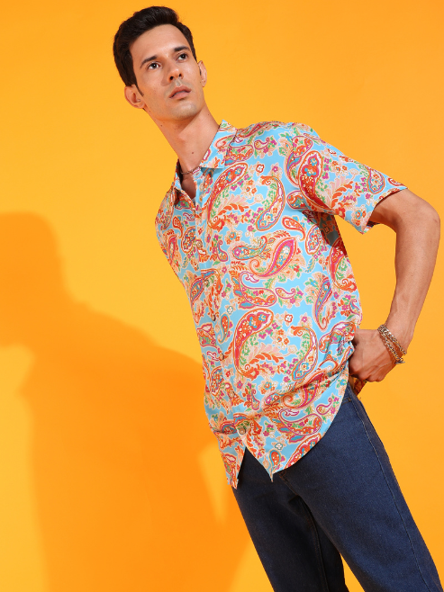 Fashion Plus Store Men's Polyester Floral Printed Regular Shirt (Multi)