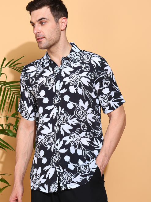 Fashion Plus Store Men's Polyester Tropical Printed Regular Shirt