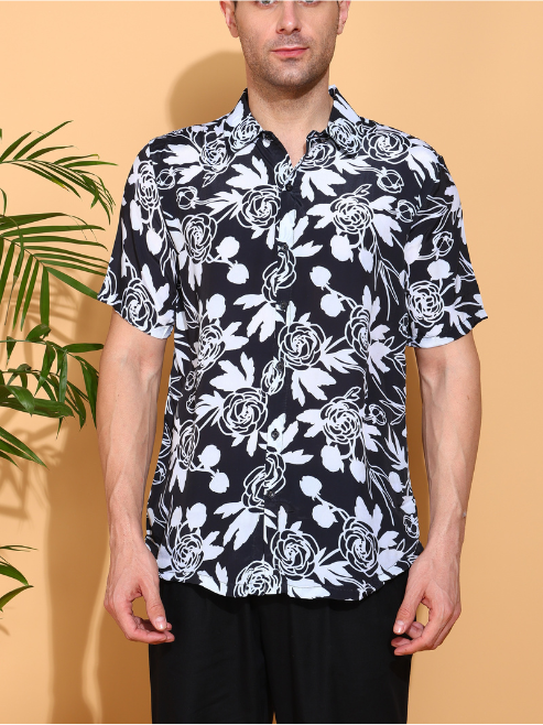 Fashion Plus Store Men's Polyester Tropical Printed Regular Shirt