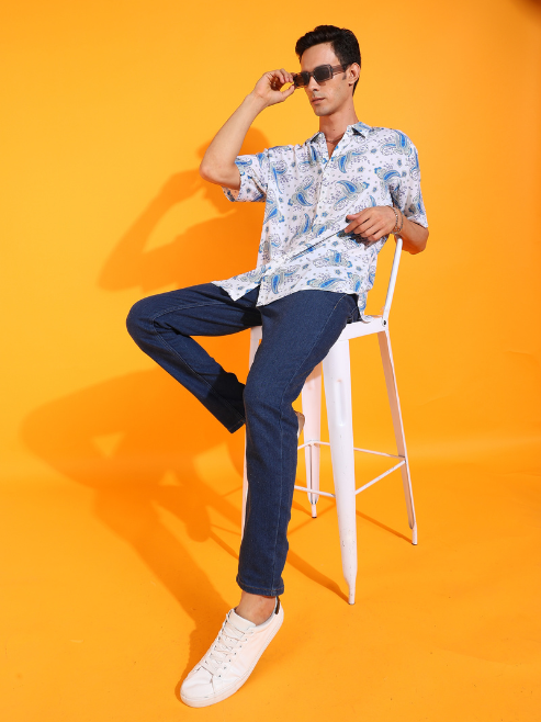 Fashion Plus StoreMen's Polyester Abstract Printed Regular Shirt (Multi)