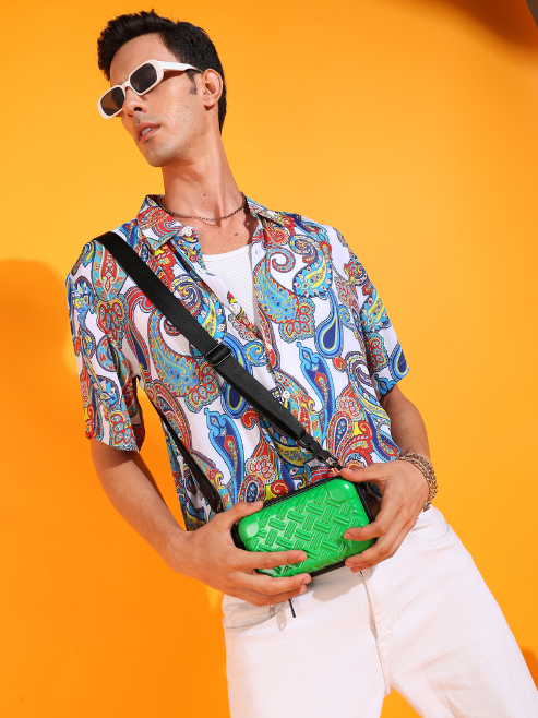 Fashion Plus StoreMen's Polyester Abstract Printed Regular Shirt (Multi)