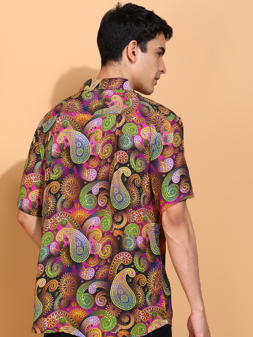 Fashion Plus StoreMen's Polyester Floral Printed Regular Shirt (Multi)