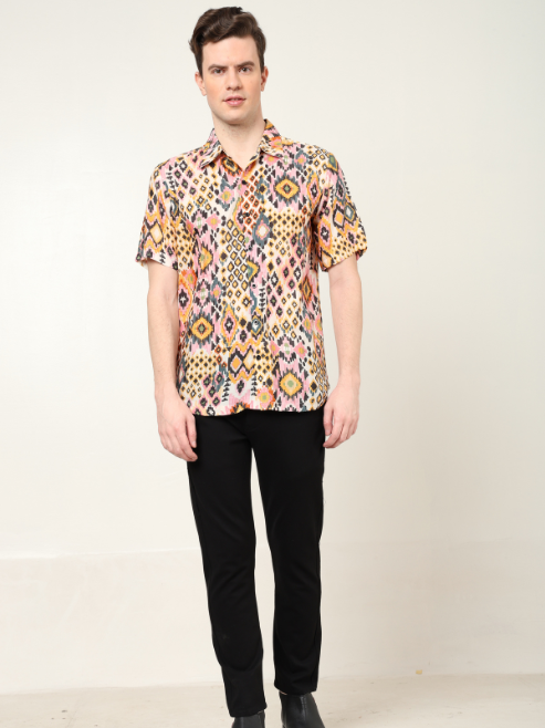 Fashion Plus Store Men's Polyester Tropical Printed Regular Shirt