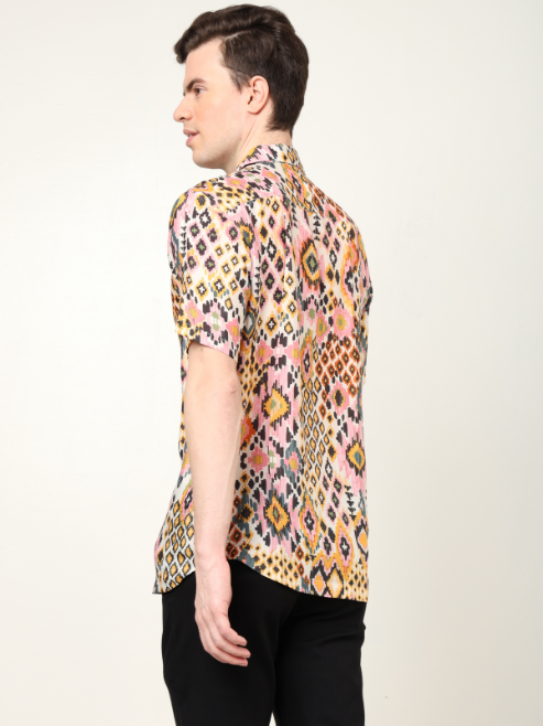 Fashion Plus Store Men's Polyester Tropical Printed Regular Shirt