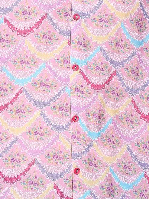 Fashion Plus StoreMen's Polyester Floral Printed Regular Shirt (Pink)
