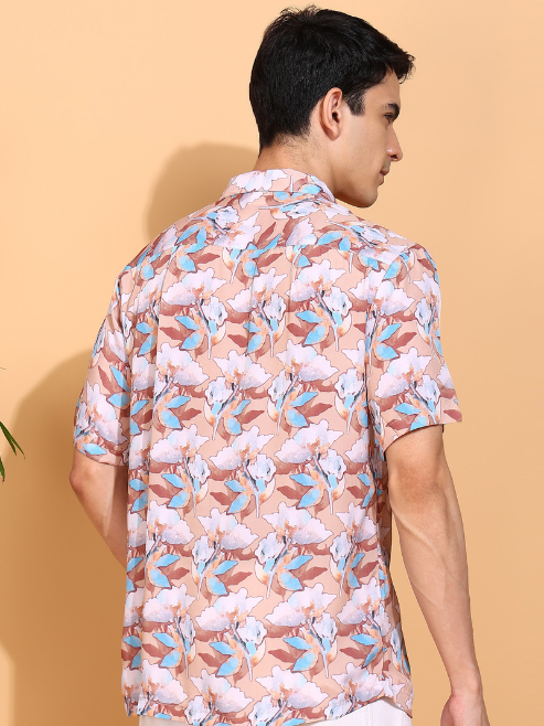 Fashion Plus StoreMen's Polyester Floral Printed Regular Shirt (Multi)