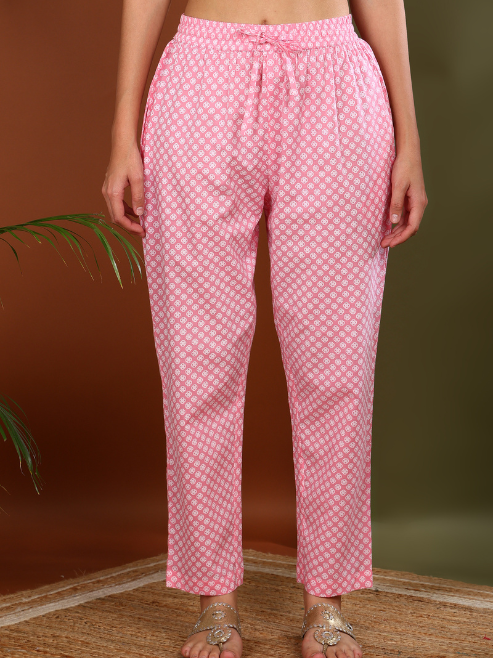 Pink Printed Kurta Set with Dupatta for Women – Stylish Ethnic Wear