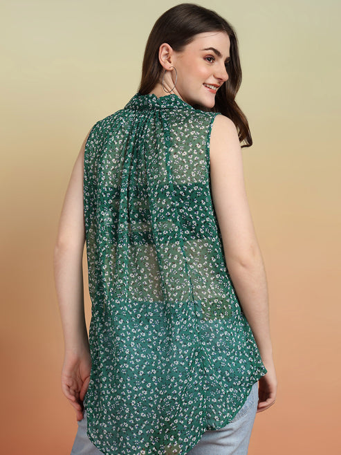 Fashion Plus Store Women's Tow Tone Cotton Top With Key Hole Embroidery Detailing Neck Design And Three Fourth Gathered Sleeves