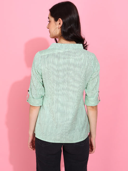 Casual Regular Sleeve Striped Top