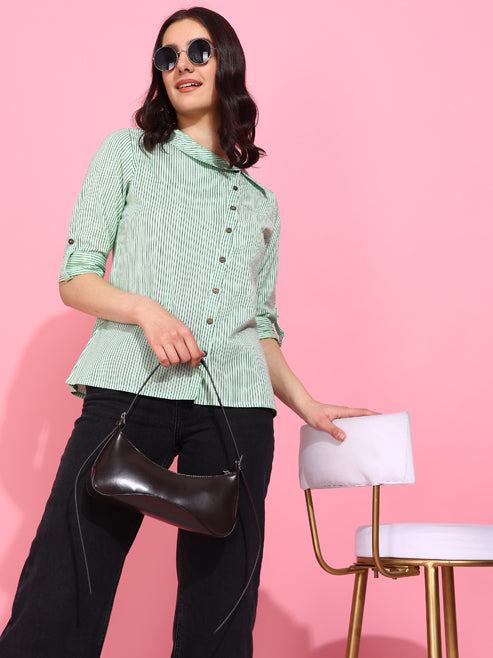 Casual Regular Sleeve Striped Top